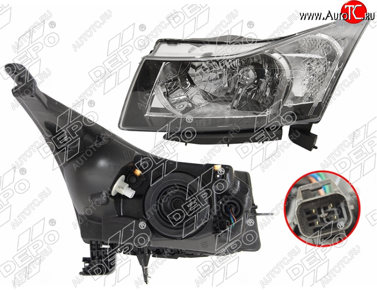 14 449 р. Левая фара (с электрокорректором) DEPO Chevrolet Cruze J300 седан дорестайлинг (2009-2012)  с доставкой в г. Кемерово
