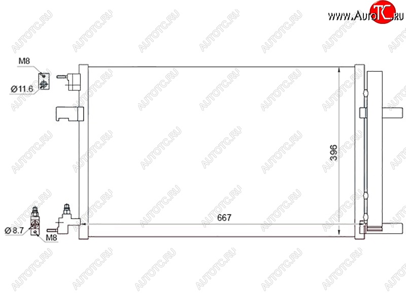 5 249 р. Радиатор кондиционера SAT (1.6 / 1.7D / 2.0D / 1.4T / 1.6T,  Chevrolet Cruze ( J300,  J305,  J308) (2009-2015), Chevrolet Orlando (2011-2018), Opel Astra  J (2009-2017), Opel Insignia ( A,  А) (2008-2017), Opel Zafira ( С,  C) (2011-2020)  с доставкой в г. Кемерово
