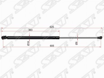 Газовый упор крышки багажника SAT Chevrolet Cruze  J305 (2009-2012) хэтчбек дорестайлинг