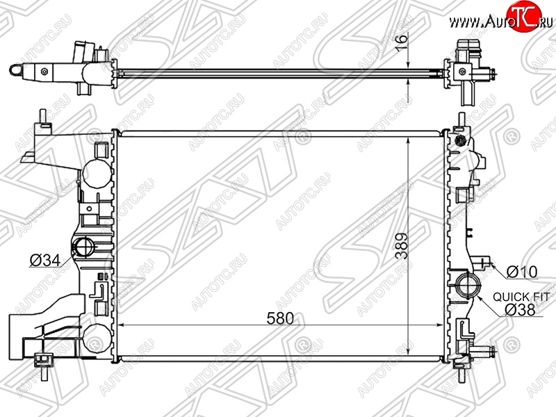 3 989 р. Радиатор двигателя SAT (трубчатый, 1.4/1.6/1.8, МКПП) Chevrolet Cruze J300 седан дорестайлинг (2009-2012)  с доставкой в г. Кемерово