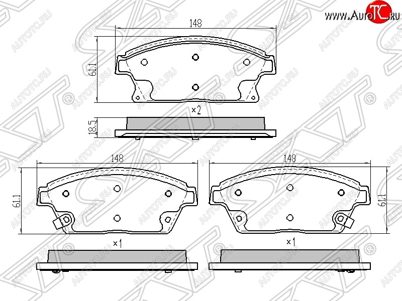 1 199 р. Колодки тормозные передние SAT (диски 300мм) Chevrolet Cruze J300 седан дорестайлинг (2009-2012)  с доставкой в г. Кемерово