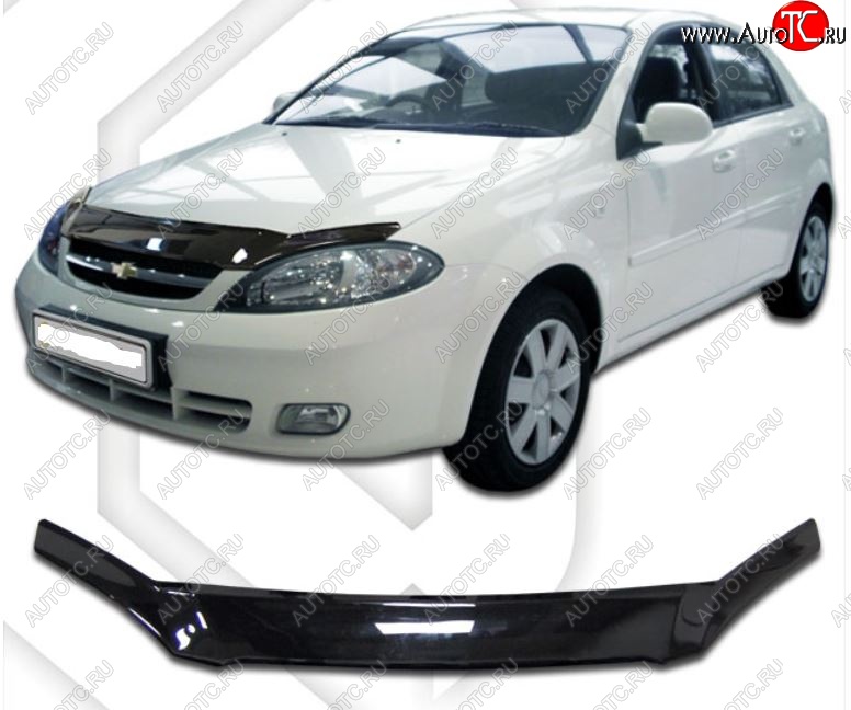 1 999 р. Дефлектор капота CA-Plastic Chevrolet Lacetti хэтчбек (2002-2013) (Classic черный, Без надписи)  с доставкой в г. Кемерово