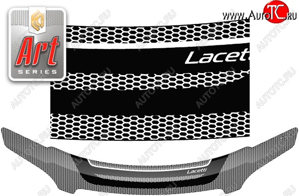 2 479 р. Дефлектор капота CA-Plastiс  Chevrolet Lacetti  универсал (2002-2013) (Серия Art черная)  с доставкой в г. Кемерово
