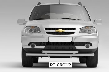 Защита переднего бампера Petroil Tuning (Ø63/51 мм) Chevrolet Niva  2123 (2009-2020), Лада 2123 (Нива Шевроле) (2009-2021) (Сталь полимерным покрытием в цвет: серебристый ❞Искра❝)