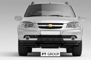 Защита переднего бампера Petroil Tuning (Ø63/51 мм) Chevrolet Niva  2123 (2009-2020), Лада 2123 (Нива Шевроле) (2009-2021) (Сталь с полимерным покрытием в цвет: черный ❞Шагрень❝)