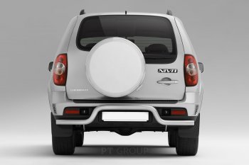 Защита заднего бампера Petroil Tuning Волна (d63) Chevrolet Niva  2123 (2009-2020), Лада 2123 (Нива Шевроле) (2009-2021) (Сталь полимерным покрытием в цвет: серебристый ❞Искра❝)
