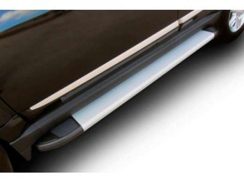 Пороги алюминиевые Slitkoff Chevrolet Niva  2123 (2009-2020) рестайлинг (Optima Silver)