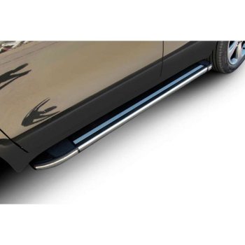 Пороги алюминиевые Slitkoff Chevrolet Niva  2123 (2009-2020) рестайлинг (Luxe Black)