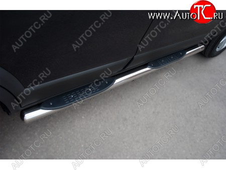 24 549 р. Защита порогов (круглая труба с накладками, диаметр 76 мм) SLITKOFF  Chevrolet Niva  2123 (2002-2008), Лада 2123 (Нива Шевроле) (2002-2008) (Круглые 90°)  с доставкой в г. Кемерово