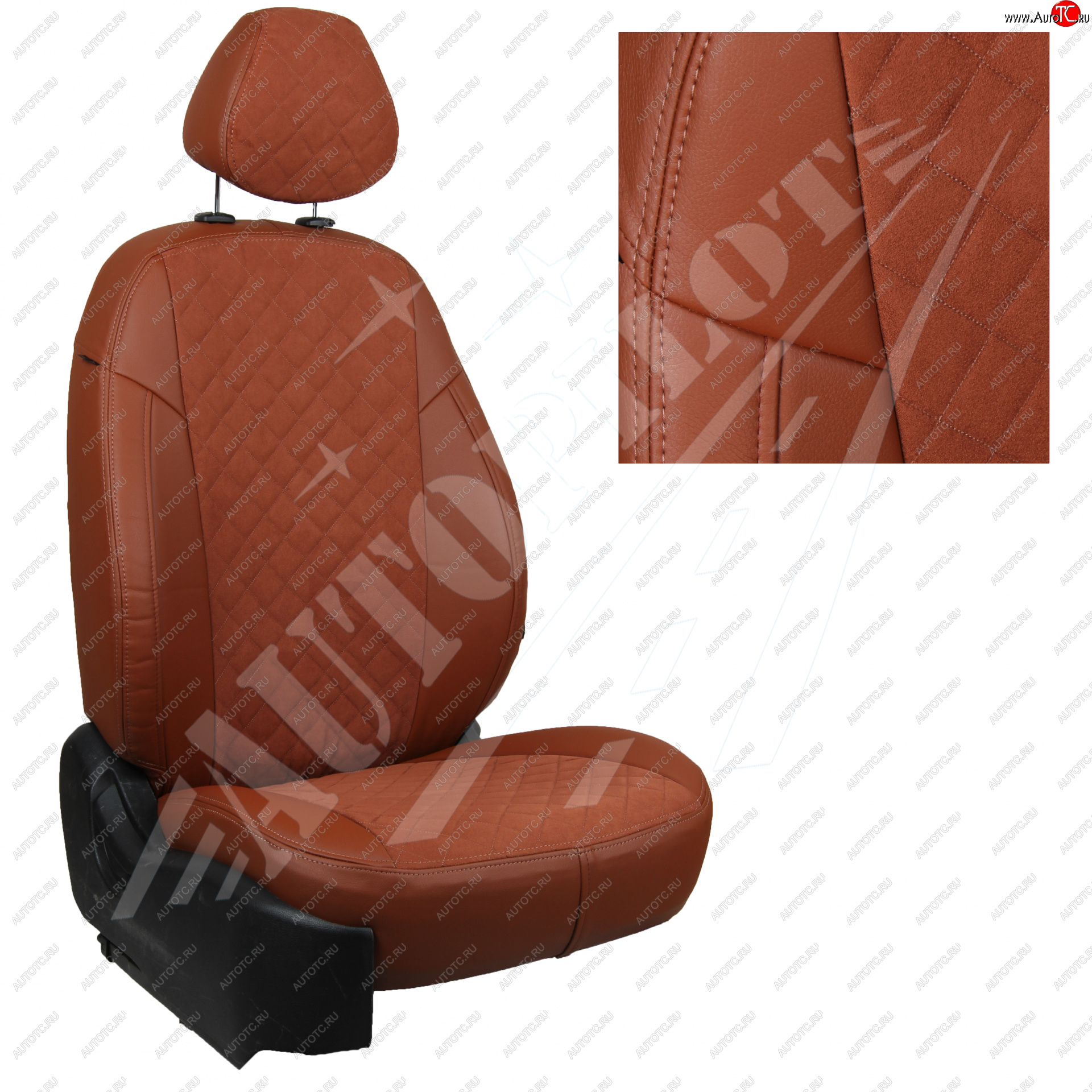 8 499 р. Чехлы сидений AUTOPILOT Алькантара Ромб (задние спинка и сиденье 60/40  Chevrolet Spark  M300 (2010-2022) дорестайлинг, 2-ой рестайлинг (Коричневый + Коричневый)  с доставкой в г. Кемерово
