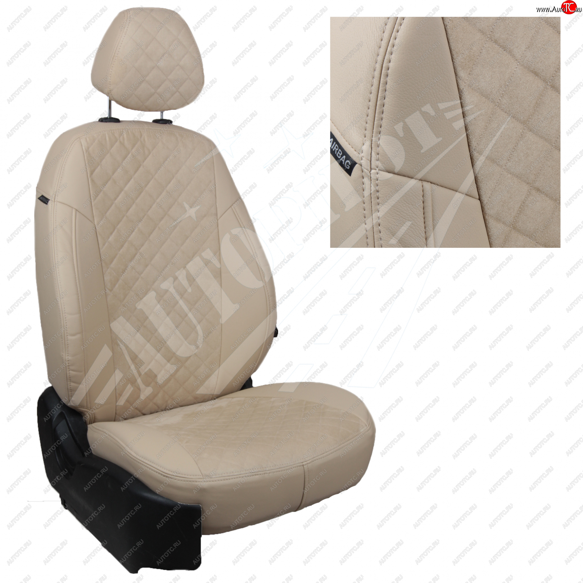 14 249 р. Чехлы сидений AUTOPILOT Алькантара Ромб (задние спинка и сиденье 60/40  Chevrolet Spark  M300 (2010-2022) дорестайлинг, 2-ой рестайлинг (Бежевый + Бежевый)  с доставкой в г. Кемерово