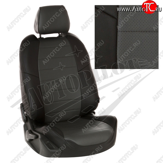 8 249 р. Чехлы сидений AUTOPILOT Экокожа (задние спинка и сиденье 40/60)  Chevrolet Spark  M300 (2010-2022) дорестайлинг, 2-ой рестайлинг (Черный + Темно серый)  с доставкой в г. Кемерово