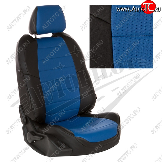 8 249 р. Чехлы сидений AUTOPILOT Экокожа (задние спинка и сиденье 40/60)  Chevrolet Spark  M300 (2010-2022) дорестайлинг, 2-ой рестайлинг (Черный + Синий)  с доставкой в г. Кемерово