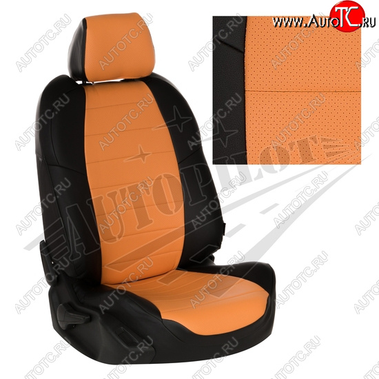 13 649 р. Чехлы сидений AUTOPILOT Экокожа (задние спинка и сиденье 40/60)  Chevrolet Spark  M300 (2010-2022) дорестайлинг, 2-ой рестайлинг (Черный + Оранжевый)  с доставкой в г. Кемерово