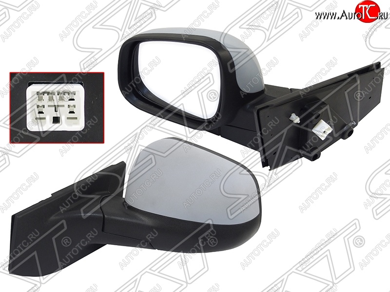 9 449 р. Боковое левое зеркало заднего вида SAT (регулировка, 3 контакта) Chevrolet Spark M300 дорестайлинг (2010-2015) (Неокрашенное)  с доставкой в г. Кемерово
