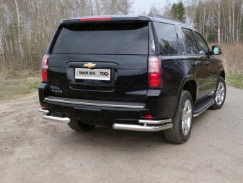 Защита заднего бампера (уголки двойные) ТСС 76,1/42,4 мм Chevrolet Tahoe K2UC (2014-2021)