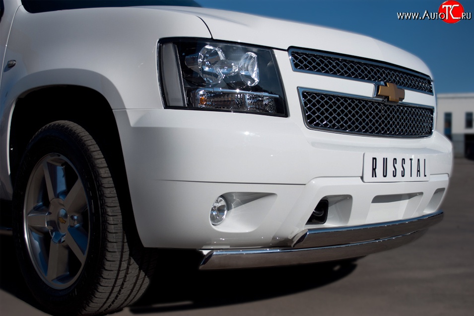 21 499 р. Защита переднего бампера (2 трубыØ76х42 мм, нержавейка) Russtal Chevrolet Tahoe GMT900 5 дв. (2006-2013)  с доставкой в г. Кемерово