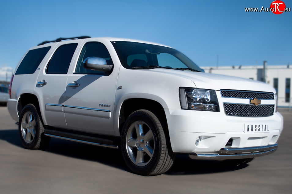 16 949 р. Защита порогов SLITKOFF из круглой трубы диаметром 42 мм (рестайлинг) Chevrolet Tahoe GMT900 5 дв. (2006-2013)  с доставкой в г. Кемерово