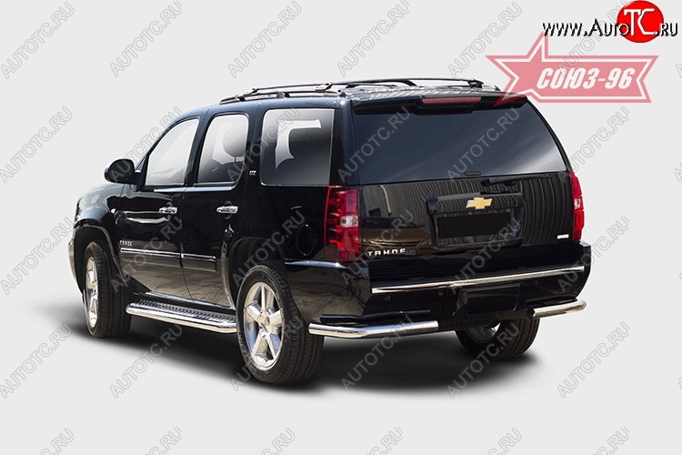14 939 р. Защита заднего бампера из боковых уголков рестайлинг Souz-96 (d76) Chevrolet Tahoe GMT900 5 дв. (2006-2013)  с доставкой в г. Кемерово