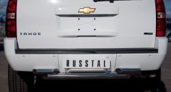 Тройная защита заднего бампера SLITKOFF из труб диаметром 76 и 63 мм (рестайлинг) Chevrolet Tahoe  GMT900 (2006-2013) 5 дв.