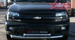 Защита переднего бампера двойная Souz-96 (d76/60) Chevrolet Trailblazer GMT360 рестайлинг (2006-2012)