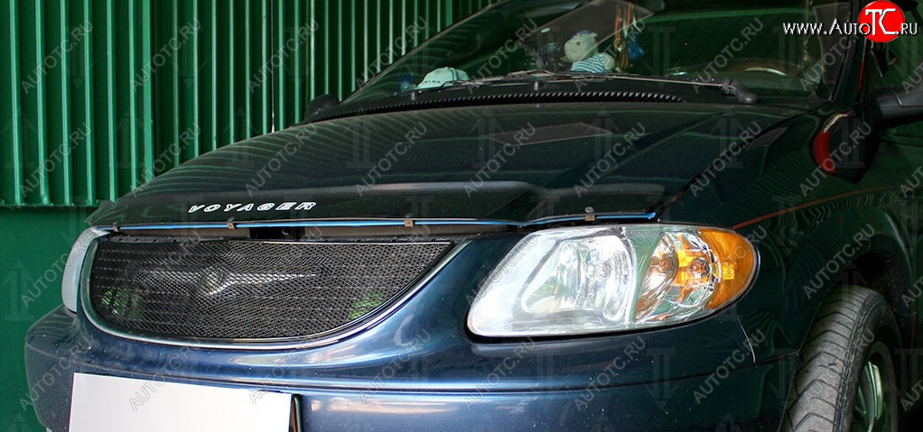 5 199 р. Защитная сетка решетки радиатора Стрелка 11 Премиум (алюминий)  Chrysler Voyager  RG минивэн (2000-2004) дорестайлинг (Цвет: черный)  с доставкой в г. Кемерово