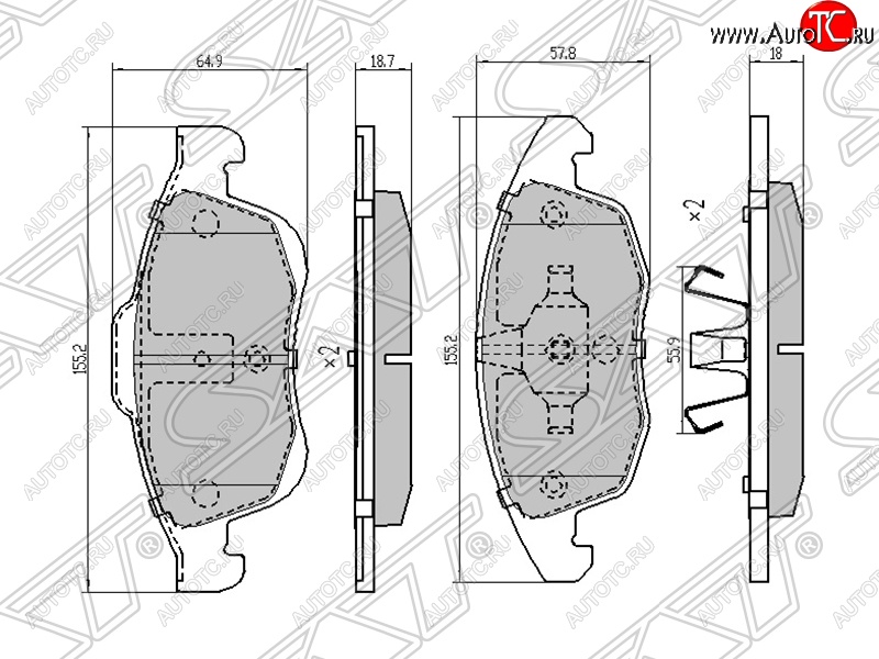 1 129 р. Комплект тормозных колодок SAT (передние)  CITROEN Berlingo  B9 - DS5  PF2  с доставкой в г. Кемерово