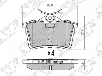 Колодки тормозные SAT (задние) Peugeot Partner  B9 (2012-2018) 1-ый рестайлинг, 2-ой рестайлинг