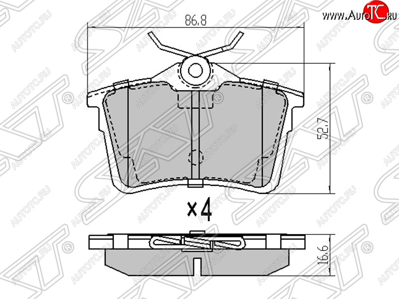 939 р. Колодки тормозные SAT (задние)  Peugeot Partner  B9 (2012-2018) 1-ый рестайлинг, 2-ой рестайлинг  с доставкой в г. Кемерово