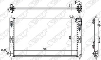 Радиатор двигателя SAT (пластинчатый, 2.4/3.0, МT) Mitsubishi Lancer 10 CY седан дорестайлинг (2007-2010)
