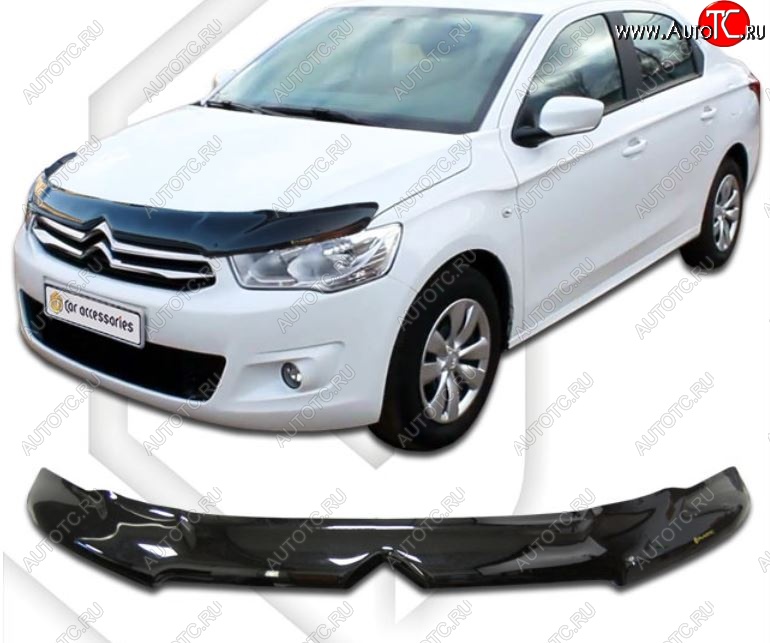 3 399 р. Дефлектор капота CA-Plastiс exclusive CITROEN C-elysee дорестайлинг (2012-2017) (Classic черный , Без надписи)  с доставкой в г. Кемерово