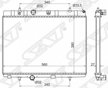 Радиатор двигателя SAT (трубчатый) CITROEN C3 Picasso дорестайлинг (2008-2012)