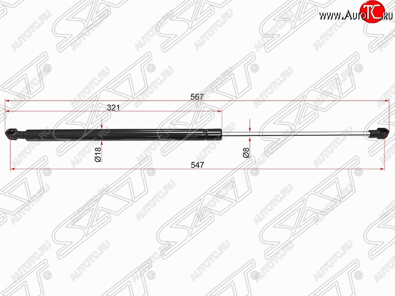 839 р. Упор крышки багажника SAT (газовый) CITROEN C3 Picasso дорестайлинг (2008-2012)  с доставкой в г. Кемерово