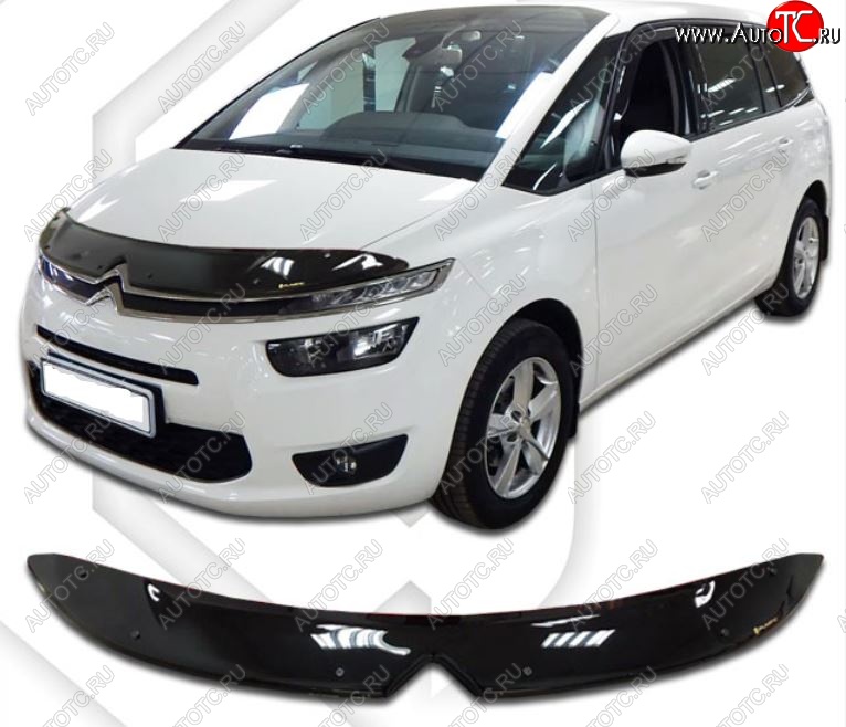 2 079 р. Дефлектор капота CA-Plastiс CITROEN C4 picasso 3D минивэн рестайлинг (2016-2018) (Classic черный, Без надписи)  с доставкой в г. Кемерово