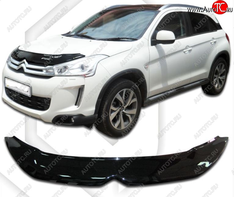 2 079 р. Дефлектор капота CA-Plastiс CITROEN C4 aircross (2012-2017) (Classic черный, Без надписи)  с доставкой в г. Кемерово