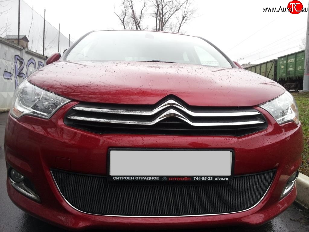 1 469 р. Сетка на бампер (хетчбек) Russtal (черная)  CITROEN C4  B7 (2011-2018) хэтчбэк 5 дв.  с доставкой в г. Кемерово