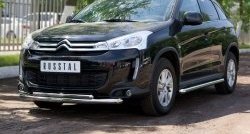18 949 р. Защита переднего бампера (2 трубыØ63 и 42 мм, нержавейка) SLITKOFF CITROEN C4 aircross (2012-2017)  с доставкой в г. Кемерово. Увеличить фотографию 2