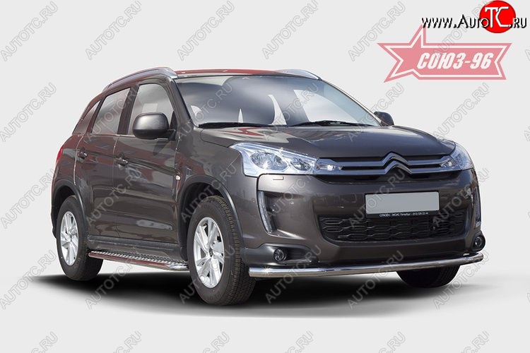 17 639 р. Защита переднего бампера одинарная Souz-96 Premium (d60) CITROEN C4 aircross (2012-2017)  с доставкой в г. Кемерово