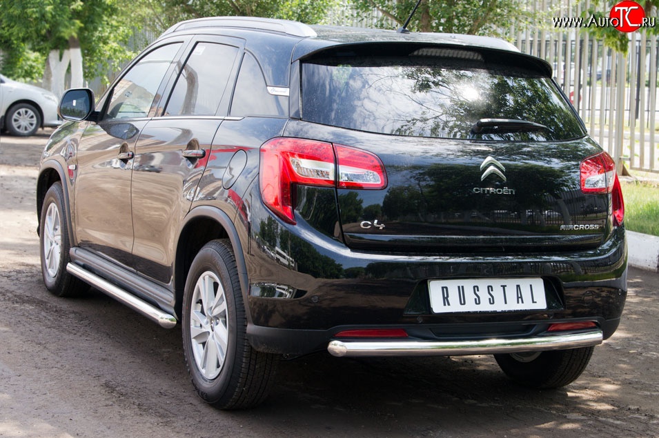 14 799 р. Одинарная защита заднего бампера из трубы диаметром 63 мм SLITKOFF CITROEN C4 aircross (2012-2017)  с доставкой в г. Кемерово