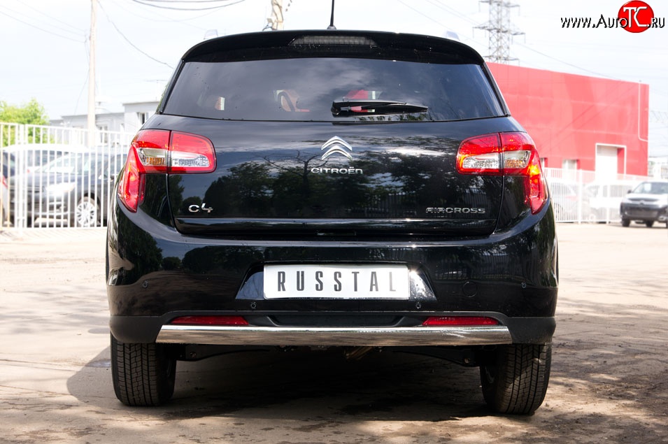 12 999 р. Защита заднего бампера (Ø75x42 мм, нержавейка) Russtal CITROEN C4 aircross (2012-2017)  с доставкой в г. Кемерово