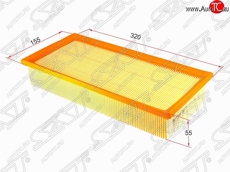 297 р. Фильтр воздушный двигателя SAT (320х155х55 mm)  CITROEN C5 ( X40,DC,  X40,DE) (2000-2004), Peugeot 406 ( 8B,  8E,F) (1995-2004)  с доставкой в г. Кемерово