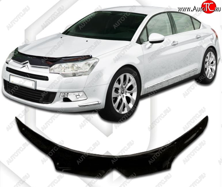 2 399 р. Дефлектор капота CA-Plastic exclusive  CITROEN C5 ( RD,  RW) (2008-2017) дорестайлинг, седан, доресталийнг, универсал (Classic черный, Без надписи)  с доставкой в г. Кемерово