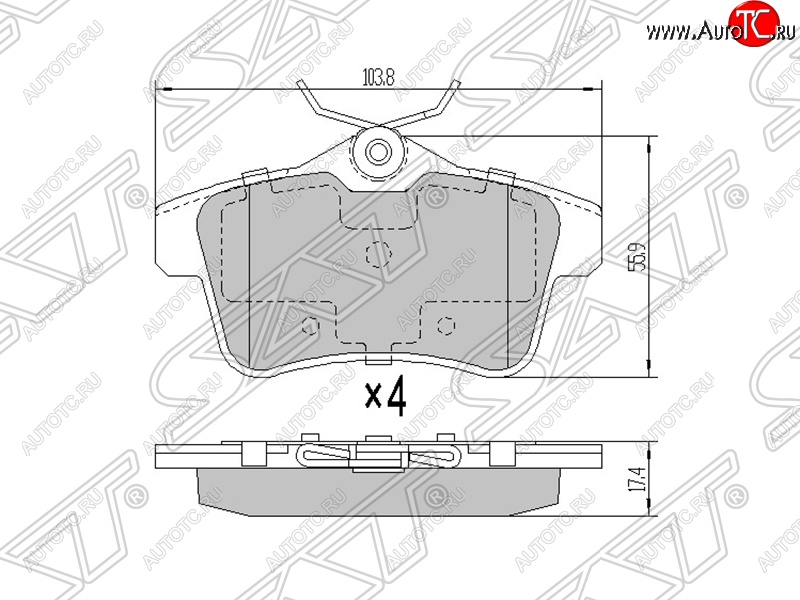 989 р. Колодки тормозные SAT (задние) Peugeot 5008 T8 (2009-2016)  с доставкой в г. Кемерово