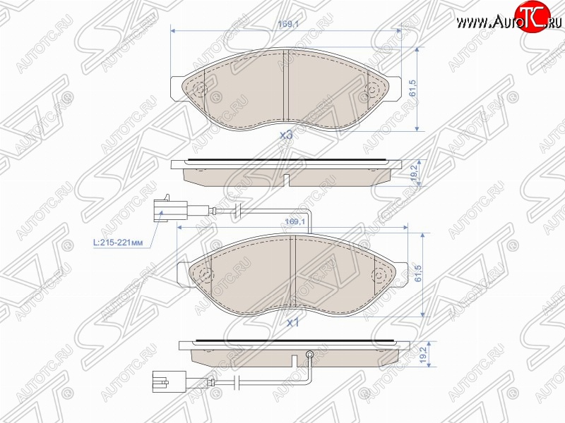 1 449 р. Колодки тормозные SAT (передние)  CITROEN Jumper  250 (2006-2014), Fiat Ducato  250 (2006-2014), Peugeot Boxer  250 (2006-2014)  с доставкой в г. Кемерово