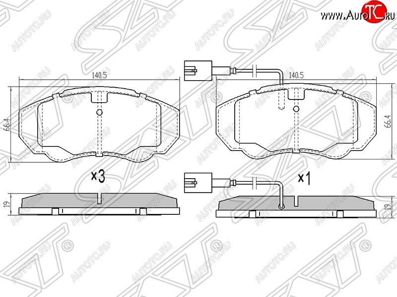 1 599 р. Колодки тормозные SAT (передние, 2.0-2.8HDI)  CITROEN Jumper ( 230,  244,  250) (1994-2014), Fiat Ducato ( 230,  244,  250) (1994-2014), Peugeot Boxer ( 230,  244,  250) (1994-2014)  с доставкой в г. Кемерово