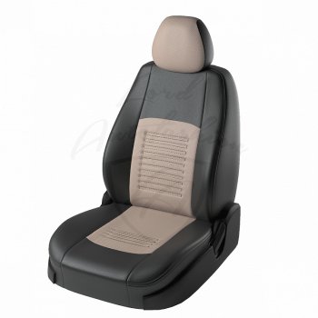 9 449 р. Чехлы для сидений Lord Autofashion Турин (экокожа) Chevrolet Lacetti седан (2002-2013) (Чёрный, вставка бежевая)  с доставкой в г. Кемерово. Увеличить фотографию 1