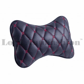 349 р. Подушка-косточка Lord Autofashion Байрон (экокожа, 1 шт.) Honda Vezel RV5, RV6, RV3, RV4 дорестайлинг (2021-2025) (Черный, строчка красная)  с доставкой в г. Кемерово. Увеличить фотографию 2