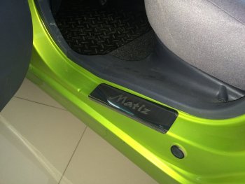 2 179 р. Накладки порожков салона INOX Daewoo Matiz M150 рестайлинг (2000-2016) (Нержавеющая сталь)  с доставкой в г. Кемерово. Увеличить фотографию 4