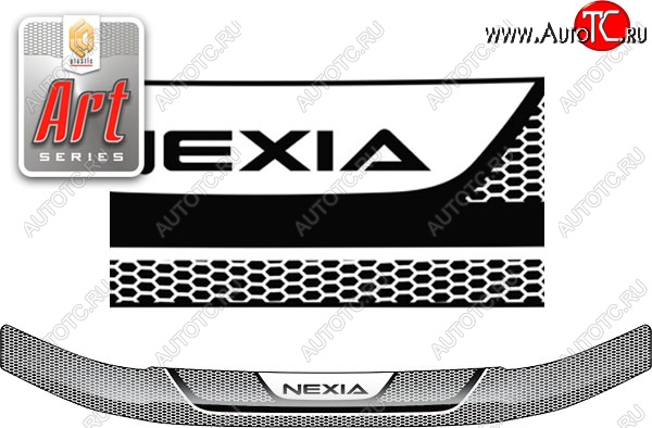 2 199 р. Дефлектор капота CA-Plastiс  Daewoo Nexia  рестайлинг (2008-2015) (Серия Art серебро)  с доставкой в г. Кемерово