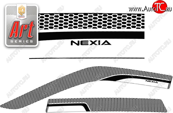 2 399 р. Дефлектора окон CA-Plastiс  Daewoo Nexia  рестайлинг (2008-2015) (Серия Art черная, Без хром.молдинга)  с доставкой в г. Кемерово